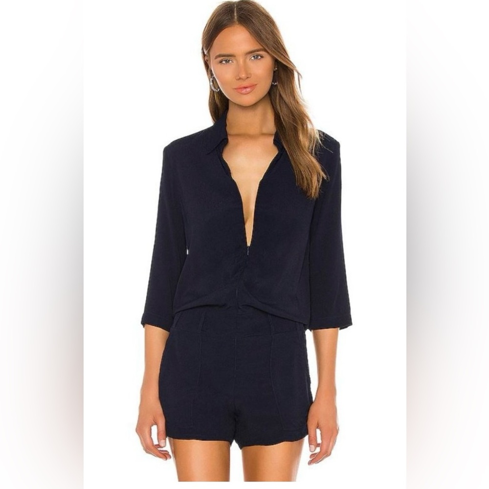 Monrow zip up navy romper, small, worn once